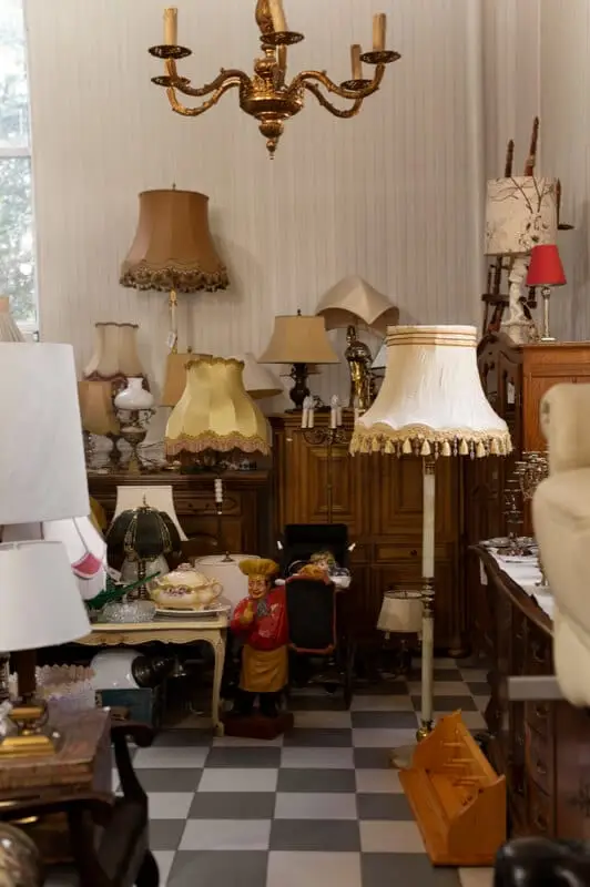 Salon ancien avec lampes et meubles d'époque